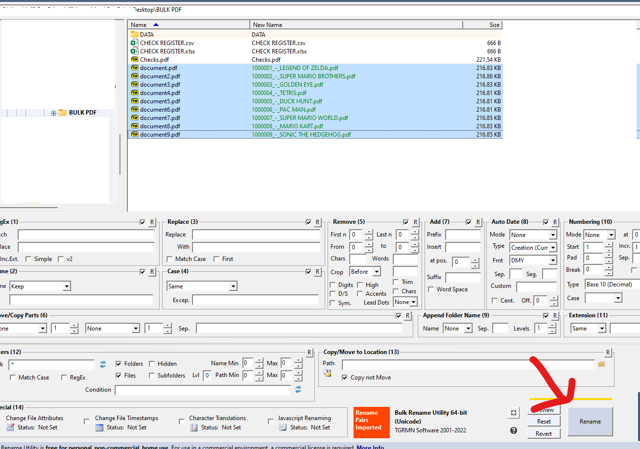 Bulk Rename Utility rename confirmation dialog