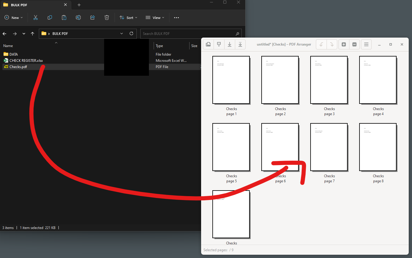 PDF Arranger interface with imported PDF