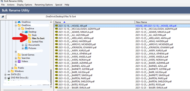 Bulk Rename Utility folder selection