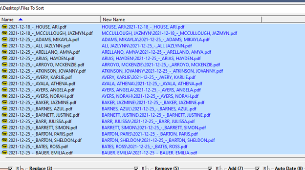 Bulk Rename Utility with files selected for renaming